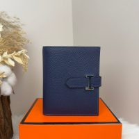 epsom Hermes beam trifold small wallet card holder with silver H clasp