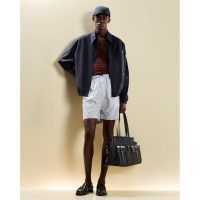 Prada canvas shoulder tote bag with multi-pocket