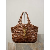 wooden-bead YSL resort beach tote/shoulder underarm hobo bag - 图片 3
