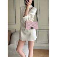 vintage Chanel medium boy bag in diamond-quilted lambskin