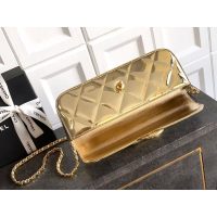 Chanel East-West Top Handle Baguette/mini handbag in metallic patent leather