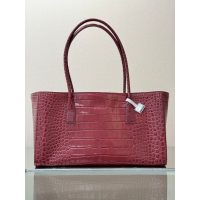 Chanel burgundy Small Shopping Tote in croco-effect calfskin