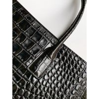 Chanel burgundy Small Shopping Tote in croco-effect calfskin