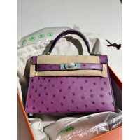 ostrich Hermes mini kelly pochette GHW full handmade boutique inclusion