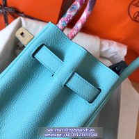 togo Hermes birkin 25 Bleu Atoll handbag GHW full handmade boutique inclusion