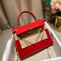 Hermes black kelly 28 top-handle handbag in box calfskin GHW full handmade boutique inclusion