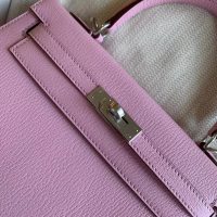 Hermes Kelly 25 sellier handbag GHW-rose sacura evercolor leatehr full handmade/boutique inclusion