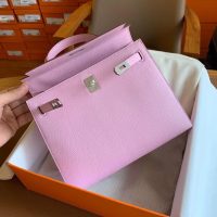 Hermes Kelly 25 sellier handbag GHW-rose sacura evercolor leatehr full handmade/boutique inclusion