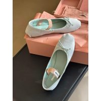 Miumiu velcro Mary Jane boat shoes routine flat ballet pump daily walk office shoes with bow-details - 图片 9