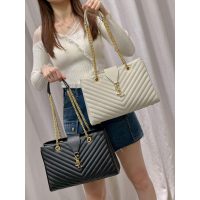 calfskin YSL Chevron quilted shoulder travel shopper handbag shoulder commuter office bag - 图片 3