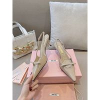 COD 缪缪 Miu pointed heel pump sandal kitten heel slingback in patent leather size35-42 5.5cm height - 图片 2