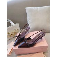 COD 缪缪 Miu pointed heel pump sandal kitten heel slingback in patent leather size35-42 5.5cm height - 图片 6