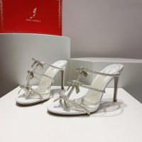 rene caovilla crystal-embellished heel sandal mules bow heel slide size35-42 9.5cm - 图片 3