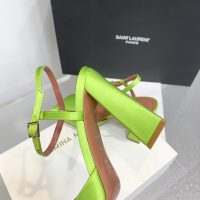 Amina muaddi satin heel sandal strapped chunky heel pump slipon dinner party shoes size35-42 9.5cm - 图片 4