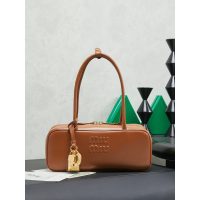 Bowling-style Miu miu east-west handbag/shoulder underarm baguette hobo in calfskin - 图片 2