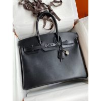 Hermes Birkin 35 top-handle handbag-box leather gun hardware full handmade boutique inclusion
