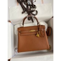 Hermes Kelly 25 handbag-Gold brownTogo calfskin GHW full handmade boutique inclusion