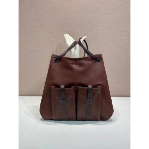 Burgundy Prada Route Large tote Bag in Calfskin