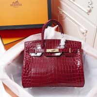 croco-effect Hermes birkin 30 to-handle handbag GHW boutique package