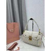 lambskin Miu miu matelasse shoulder flap saddle bag/underarm baguette with braided handle - 图片 4