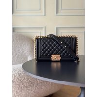 vintage Chanel medium boy bag in diamond-quilted lambskin