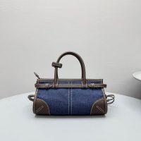 Prada Denim Top Handle Handbag in Calfskin Denim
