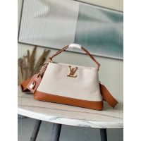 Louis Vuitton LV Capucines MM Handbag in Canvas and Calfskin