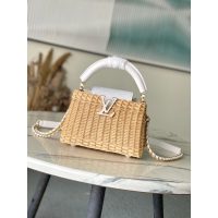women's Louis Vuitton Capucines Mini Handbag in Wicker and Calfskin