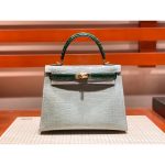 Hermes bicolor kelly 25 handbag GHW with horseshoe stamp in alligator full handmade/boutique inclusion