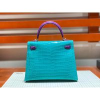 Hermes bicolor kelly 25 handbag GHW with horseshoe stamp in alligator full handmade/boutique inclusion