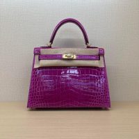 Shiny Nile crocodile Her^^m Kelly 25cm structured shopper handbag luxury design tote - 图片 7