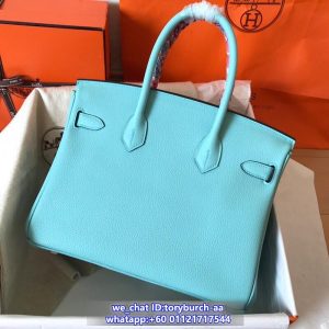 togo Hermes birkin 25 Bleu Atoll handbag GHW full handmade boutique inclusion