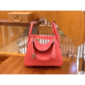 togo Hermes Rose Azalee lindy 26 shoulder tote bag PHW full handmade boutique inclusion