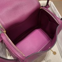togo Hermes rose sakura lindy 26 shoulder tote bag PHW full handmade boutique inclusion