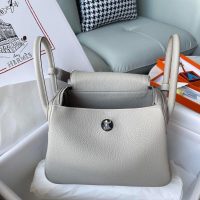togo Hermes etain lindy 26 shoulder tote bag PHW-full handmade/boutique inclusion