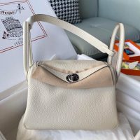 Craie Hermes Lindy 26 top-handle handmade handbag holiday traveling tote with protective feet
