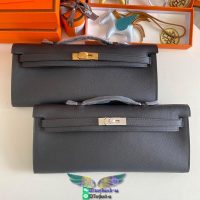Epsom Hermes kelly cut 31 clutch evening cocktail pouch full handmade/boutique inclusion