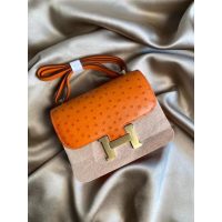 Hermes ostrich constance 24 shoulder messenger flap GHW full handbag /boutique inclusion