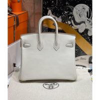 Hermes birkin 25 top-handle handbag PHW-craie swift leather full handmade/boutique inclusion