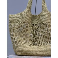 YSL Raffia resort beach tote holiday holdall storage handbag shoulder shopper tote - 图片 2