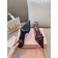 COD 缪缪 Miu pointed heel pump sandal kitten heel slingback in patent leather size35-42 5.5cm height - 图片 7