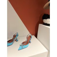 Amina Muaddi satin crystal-bow heel slingback pump hot girl nightclub dancer shoes size35-42 - 图片 6