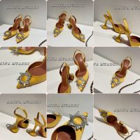 Amina Muaddi satin heel sandal pump crystal-sunflower dinner party footwear size35-42 10cm - 图片 9