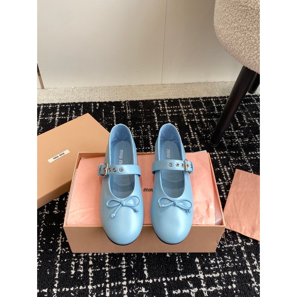 ph-11134201-820le-mqspvk0y52x743.jpg Miumiu bow flat ballet pump daily walking shoes Mary Jane boat shoes size35-40 - 图片 1