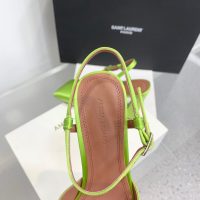 Amina muaddi satin heel sandal strapped chunky heel pump slipon dinner party shoes size35-42 9.5cm - 图片 3
