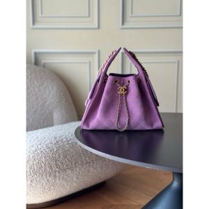 Chanel 25 small shoulder bucket Bag in suede calfskin GHW