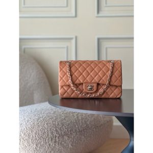 caviar chanel classic shoulder double flap bag-brown lavender burgundy