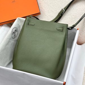 Hermes so kelly 22 shoulder hobo bag SHW -vert olive calfskin full handmade boutique inclusion