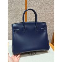 Navy Hermes birkin 30 top-handle handbag-box calfskin GHW full handmade boutique package
