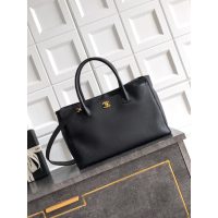 Chanel black Preppy Coco Shopping Tote Bag in caviar calfskin